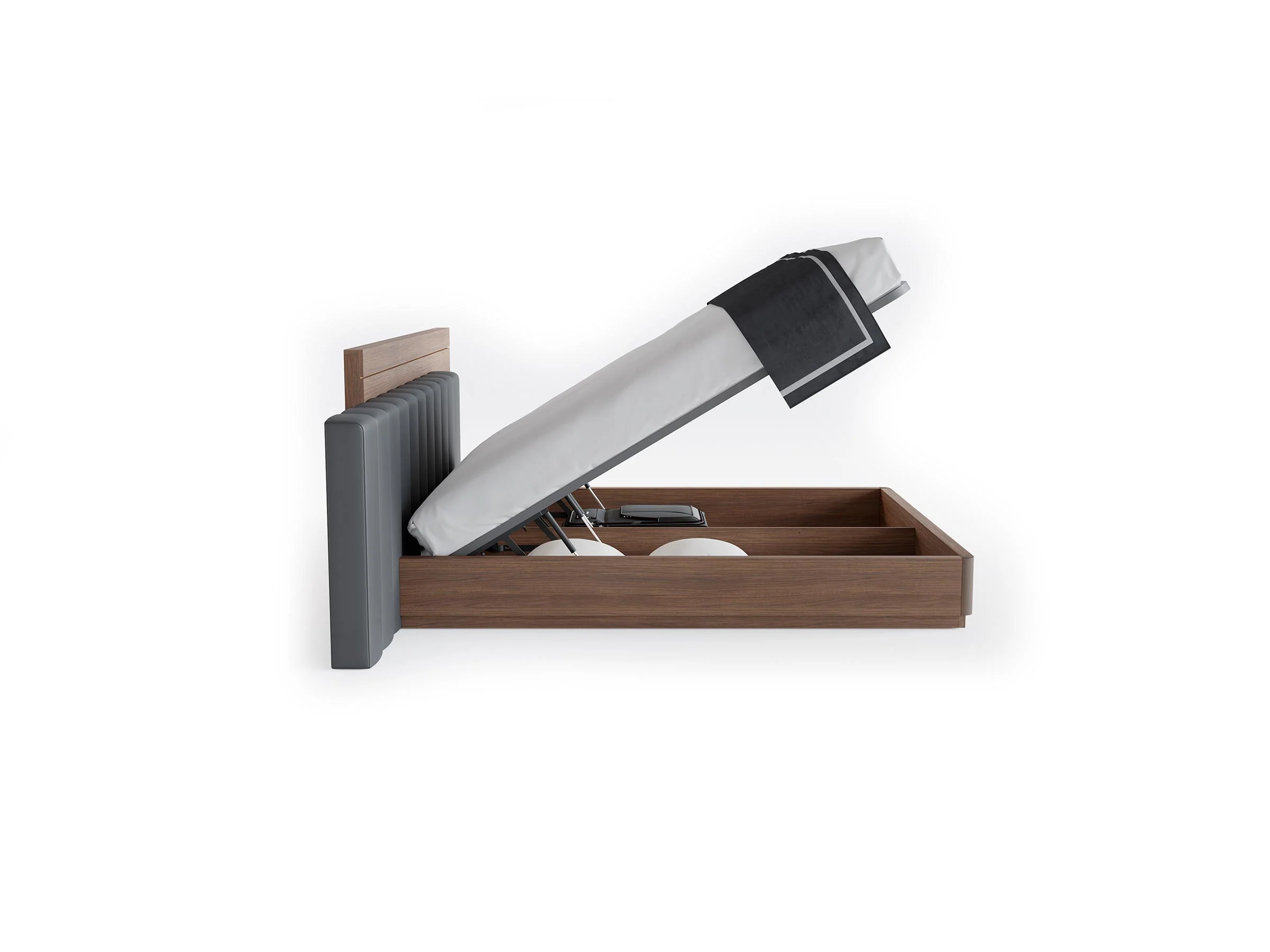 Double Storage Bed with Sliced Headboard - Image 4